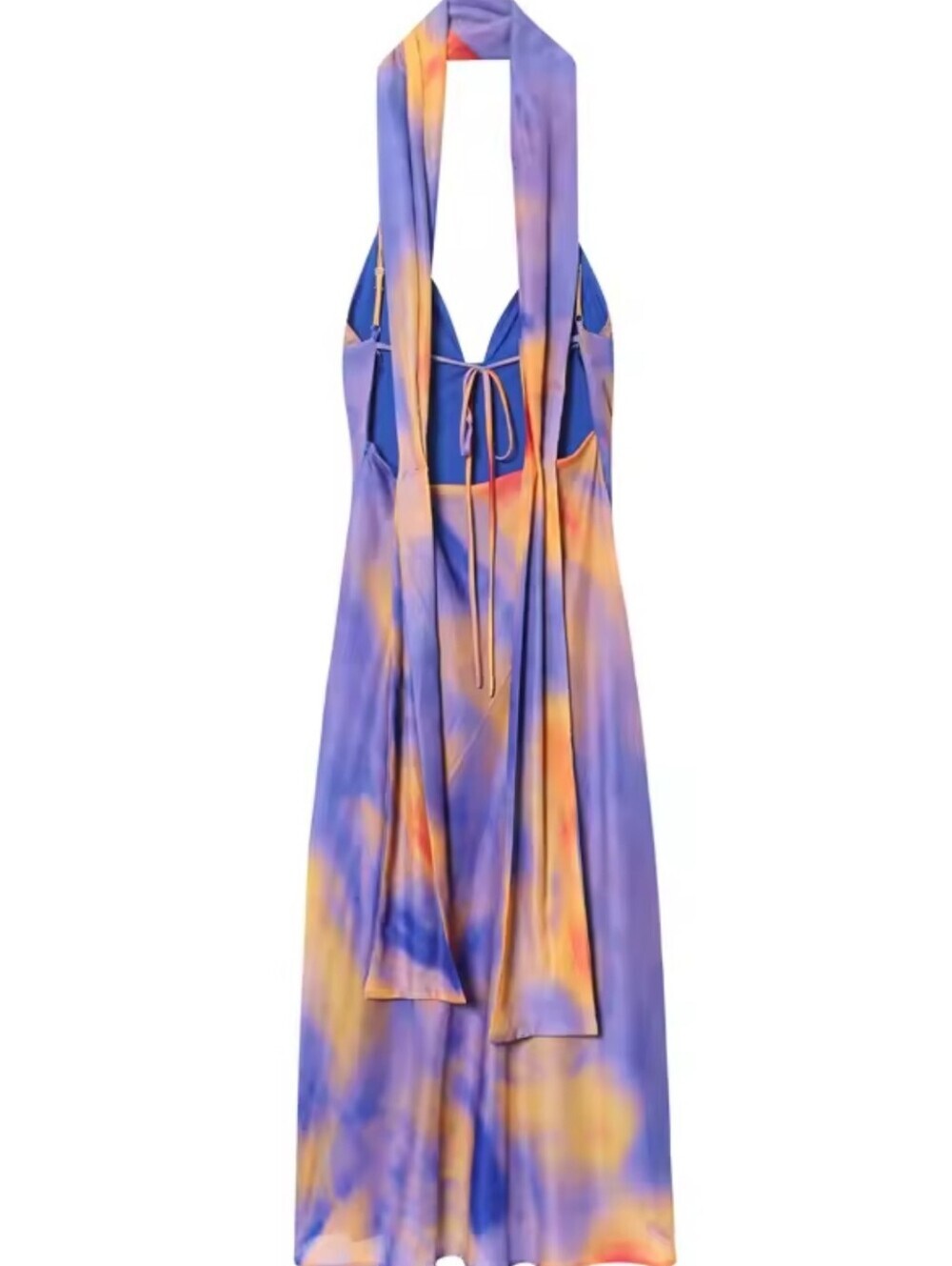 Flowing Blue & Orange Tie-Dye Maxi Dress - Picture 6 of 6